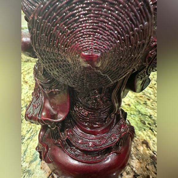 Vintage Ornate Intricate Buddha Laughing Statue 9” Red Figure Statue 4.2 Lbs. - Picture 4 of 16